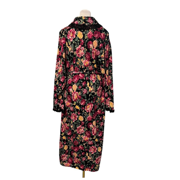 Victoria's Secret Vintage Gold Label Black Floral Robe Size M/L - Picture 3 of 6
